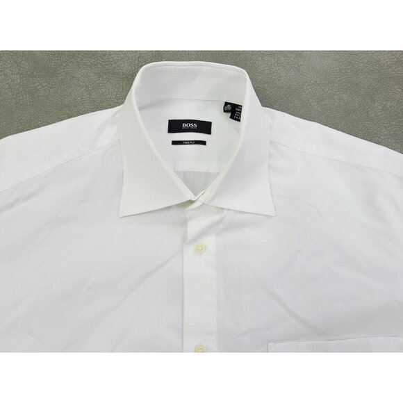 Hugo Boss 2 Ply Size 16 32-33 Mens White French Cuff Spread Collar Long Sleeve - Picture 9 of 10